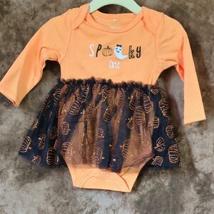 Chick Pea Orange and Black Spooky Cute Bodysuit inv405